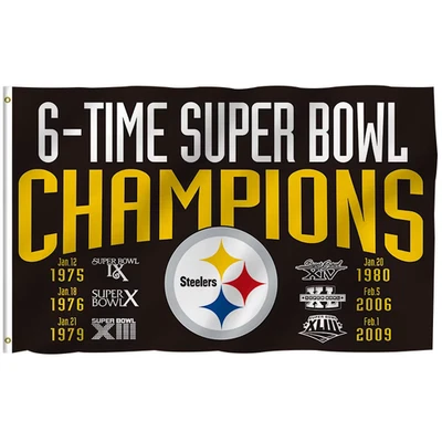 Pittsburgh Steelers Flag 3x5 Feet Banner Football Super Bowl Grommets Man Cave - Image 1 of 3