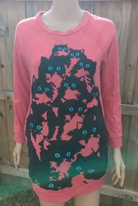 Hübsche Schlange schwarze Katze Damen Sweatshirt Kleid rot Halloween Gr. S Taschen - Bild 1 von 17