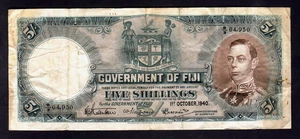 FIJI P-37c. 1940 5 Shillings.. George VI Portrait.. VF - Picture 1 of 2