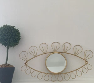 Gold / Golden Eye Wall Mirror Art by Gisela Graham Boho Style - Picture 1 of 2