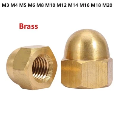 Hutmuttern Hutmutter M3 M4 M5 M6 M8 M10 M12-M20 Messing Sechskant Mutter Muttern - Bild 1 von 4