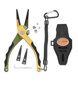 DR SLICK SQUALL FLY FISHING PLIER +SHEATH, SPARE CUTTERS, JAWS, GREEN +GOLD - Picture 1 of 1
