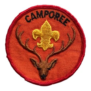 Vintage 1960s Camporee Patch Boy Scout BSA, Stag Buck Deer on Orange, 3 inch - Picture 1 of 3