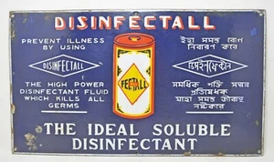 Vintage Enamel Porcelain Ad Sign Disinfectall Solution Original Old Nice Colors - Picture 1 of 4