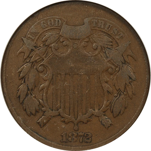 1872 Two Cent Piece 2c, NGC VG-10 BN - Original Cover