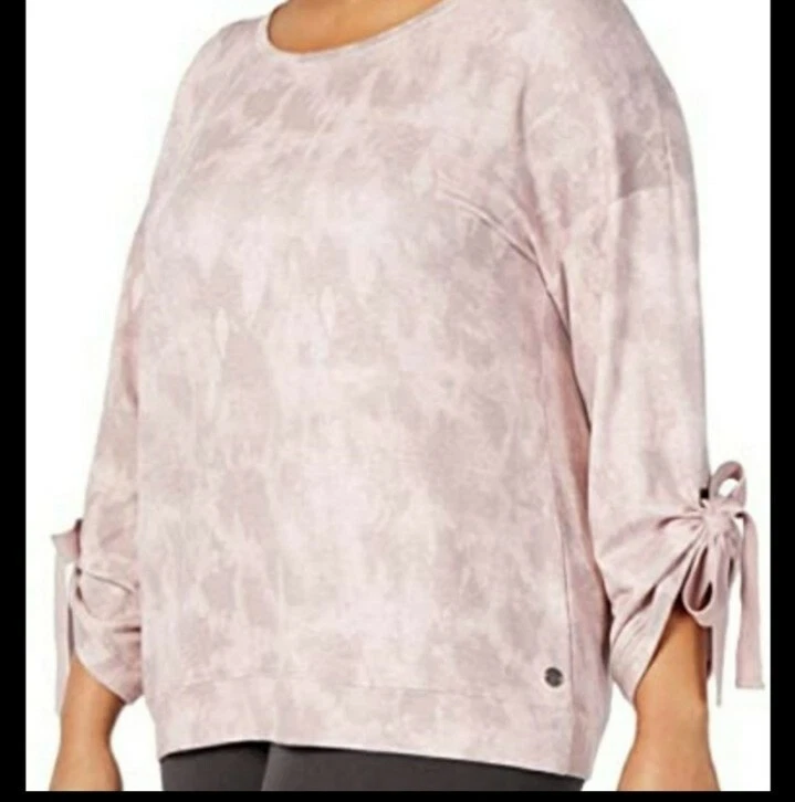 Ideology Tie-Dyed Tie Top Shimmer Pink Plus Size 3X Life On The Go