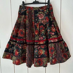 Vintage Y2K Floral Plissee Cord Rock Gr. S Multicolor Samt Band Detail - Bild 1 von 10