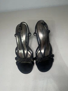 Black Strappy Summer Kitten Heel Sandals Size 6 Mossimo - Picture 1 of 6