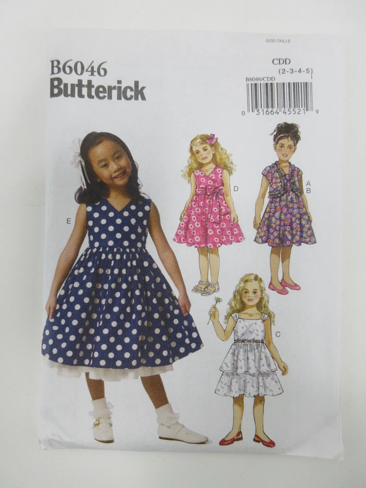 Butterick B6046 Sz 2~5 Ruffled Shrug and Raised-Waist Dresses UNCUT - Image 1 of 1