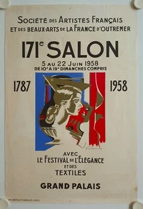 Affiche 171e SALON et FESTIVAL ELEGANCE TEXTILES 1958 Grand Palais - Paris - Picture 1 of 2