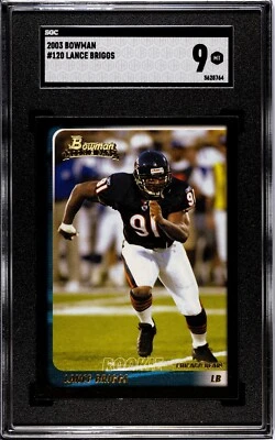 2003 Bowman #120 Lance Briggs RC SGC 9 MINT Chicago Bears ROOKIE Future HOF? - Image 1 of 3