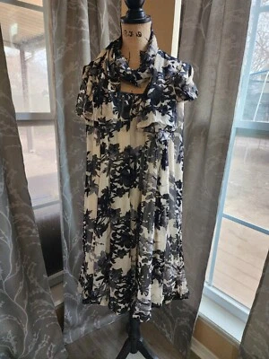 Dress barn Women Black Casual Dress Built In Scarf Size 16 - C - Image 1 of 4