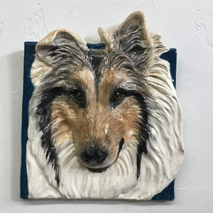 Piastrella cane grezzo collie bassorilievo ceramica IN MAGAZZINO scultura Sondra Alexander Art - Foto 1 di 4