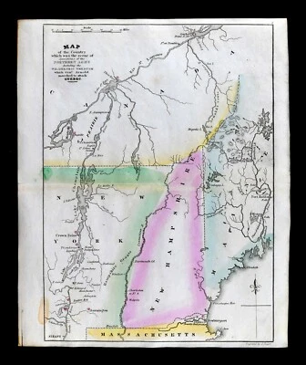 1834 Revolutionary War Map Battle Ticonderoga New York Montreal Quebec Saratoga - Image 1 of 3