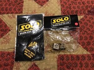 Solo A Star Wars Story Lucky Dice & Pin Set AMC Premier Event, New in Packages.