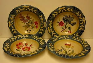 Certified International FLORA Rim Soup Bowls SET OF FOUR - Picture 1 of 3
