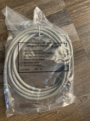 10 Pack Lot - 10ft CAT6 Ethernet Network LAN Router Patch Cable Cord Wire Grey - Image 1 of 2