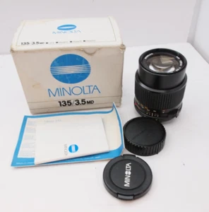 PERFECT Minolta MD TELE ROKKOR 135mm f/3.5 Telephoto MF Lens BOXED - Picture 1 of 4