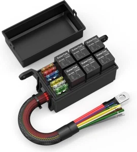 Universal 12V Waterproof Automotive 6 ATO Fuse Relay Box Block / Harness Marine - Picture 1 of 6
