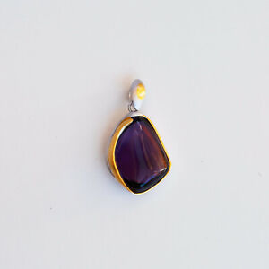 AS7 Nice Retro Style Natural freedom shape Amethyst S925 sterling silver pendant