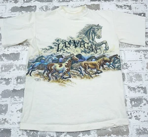 Vintage Nature Shirt Men Medium White Tee Horse AOP Wrap Around Y2K Las Vegas - Picture 1 of 18