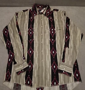 Camisa Wrangler Brushpopper Western Azteca Botón Años 90 Para Hombre Talla L - Imagen 1 de 12