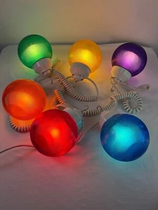 6-Globe Light Set Color Globes with White Curly String Cord RV Outdoor Party - Picture 1 of 6