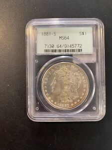 1881 S MORGAN DOLLAR PCGS MS-64 - UNCIRCULATED - OGH  - CERTIFIED SLAB - $1