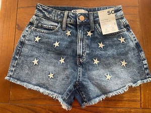 New Jean with Stars High Rise Cut Off Short 3" Inseam Size 0,9 - Picture 1 of 4