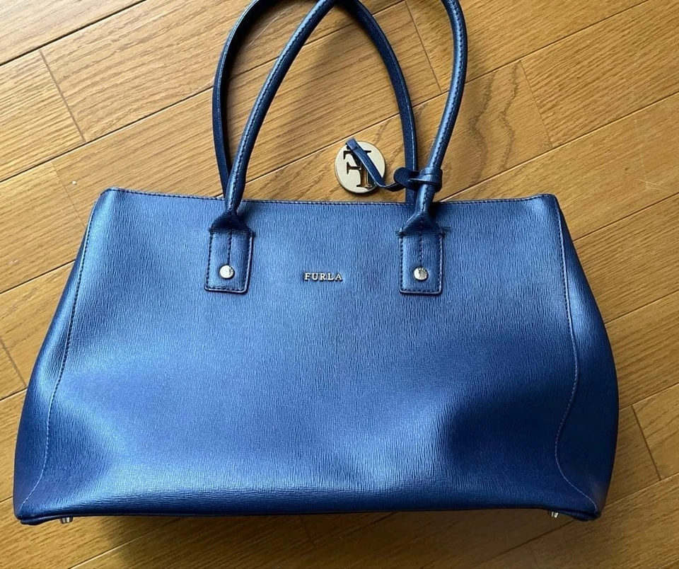 FURLA Linda M Navy Saffiano Leather Tote Bag A4 US TAX Includ - Image 1 of 4