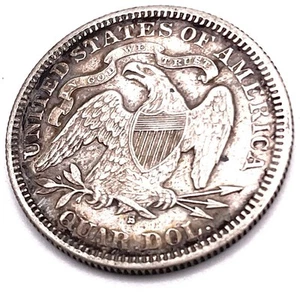 Seated Liberty Quarter Silver, United States 1876-S San Francisco Silver Quarter - Picture 1 of 2