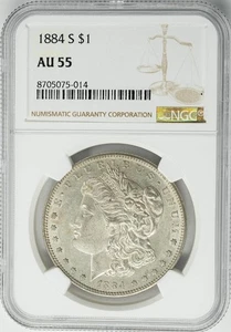 1884-S Morgan Silver Dollar $ AU55 NGC 950571-55 - Picture 1 of 3