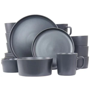 Elama EL-LUXMATTE-DG Luxmatte Dinnerware Set  Dark Grey - 20 Piece - Picture 1 of 1