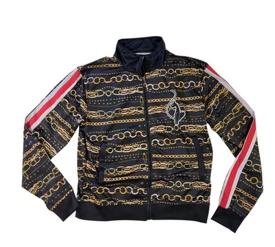 Baby Phat Track куртка Y2K черное золото цепочки женщин 1 X полный молнии красная полоса EUC - Изображение 1 из 4