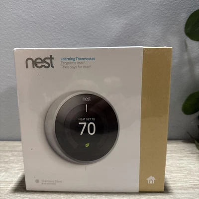 Google Nest 3rd Gen Smart Learning Thermostat - Stainless Steel (T3007ES) - Image 1 of 4
