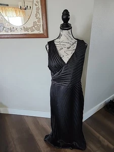 Sam Edelman Dress Women  Black Pleated Asymmetrical Hem Gown Maxi Size 12 - Picture 1 of 7
