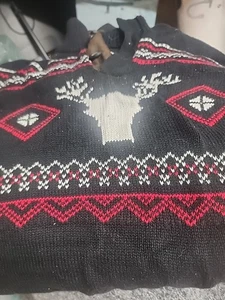Chaps Sweater Womens XXL Black Knit Pullover Button Mock Neck Christmas Holiday - Picture 1 of 8