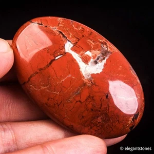 45g56mm Red Jasper Palm Stone Natural Crystal Quartz Healing Chakra Gemstone - Foto 1 di 10
