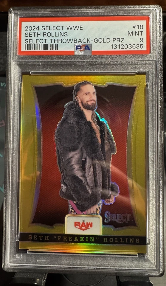 2024 Seth Rollins Select Throwback Gold Prizm 5/10 PSA 9 - Image 1 of 2