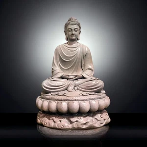 Gray Gautama Buddha Artifical Stone Statue for Zen Living Room, Mediation - Picture 1 of 10