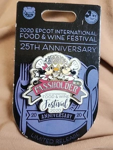 Prendedor Disney EPCOT Comida y Vino Porta Pases Pin 2020 con Mickey Minnie Mouse Envío Gratis - Imagen 1 de 3
