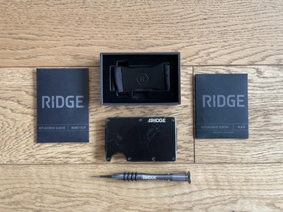 Cartera de metal con bloqueo RFID Ridge con clip para dinero y correa para efectivo - negra Foto 1 de 4