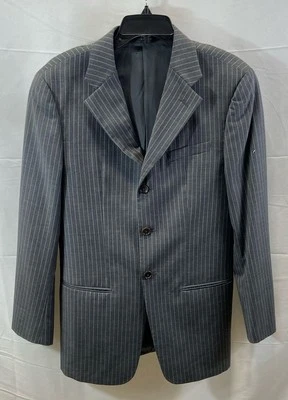 Blazer masculino Armani Collezioni cinza listra lã viscose tamanho 38 - Imagem 1 de 4