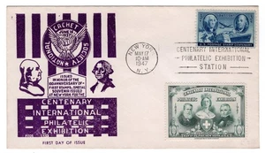 #947 U.S. Postage Stamp Centenary 1947 FDC - Czubay Flat Purple - Picture 1 of 2