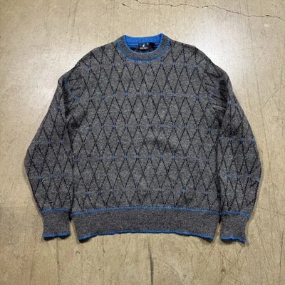 Jockey Knit Sweater Pure New Wool Blue Grey Mens Size XL Vintage 90s - Image 1 of 4