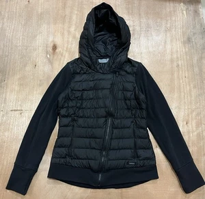 Athleta Down Town Negro Correr Puffer Sudadera con Capucha Cremallera Chaqueta Aislante Talla Pequeña - Imagen 1 de 11