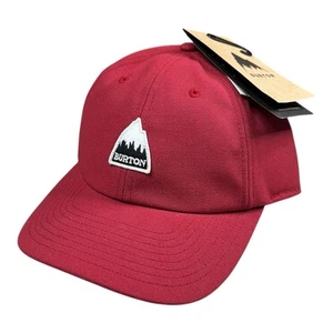NEW Burton Snowboards Leather Strapback Hat Adjustable Rad Dad Cap Mountain Red - Bild 1 von 8