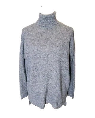 Diseño vertical 2 capas 100 % cachemir para mujer gris multicolor especificaciones cuello alto talla M Foto 1 de 4