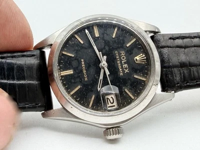 1967 Rolex Oysterdate Precision Ref 6466 ORIGINAL BLACK TROPICAL DIAL STEEL RUNS - image 1 of 4