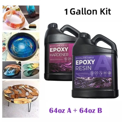 Kit de resina epoxi cristalina a granel de 1 galón sin burbujas fácil de mezclar-(2X 64OZ A/B) Foto 1 de 4